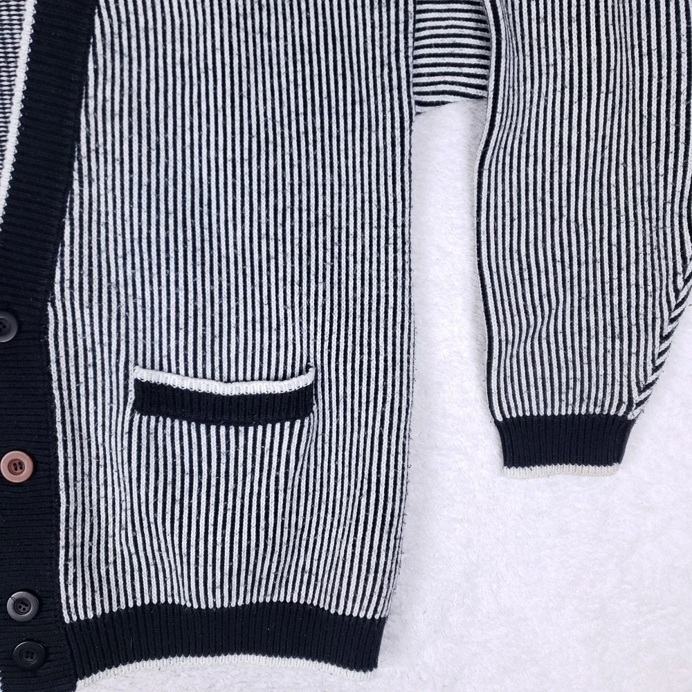 Vintage Jed Cardigan Sweater Striped Navy‎ White Knit Button Front Taiwan M